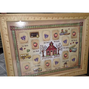Vintage School Days 1st-12th Grade Collage Wood Ruler Picture Frame 15.5 x 12.2"